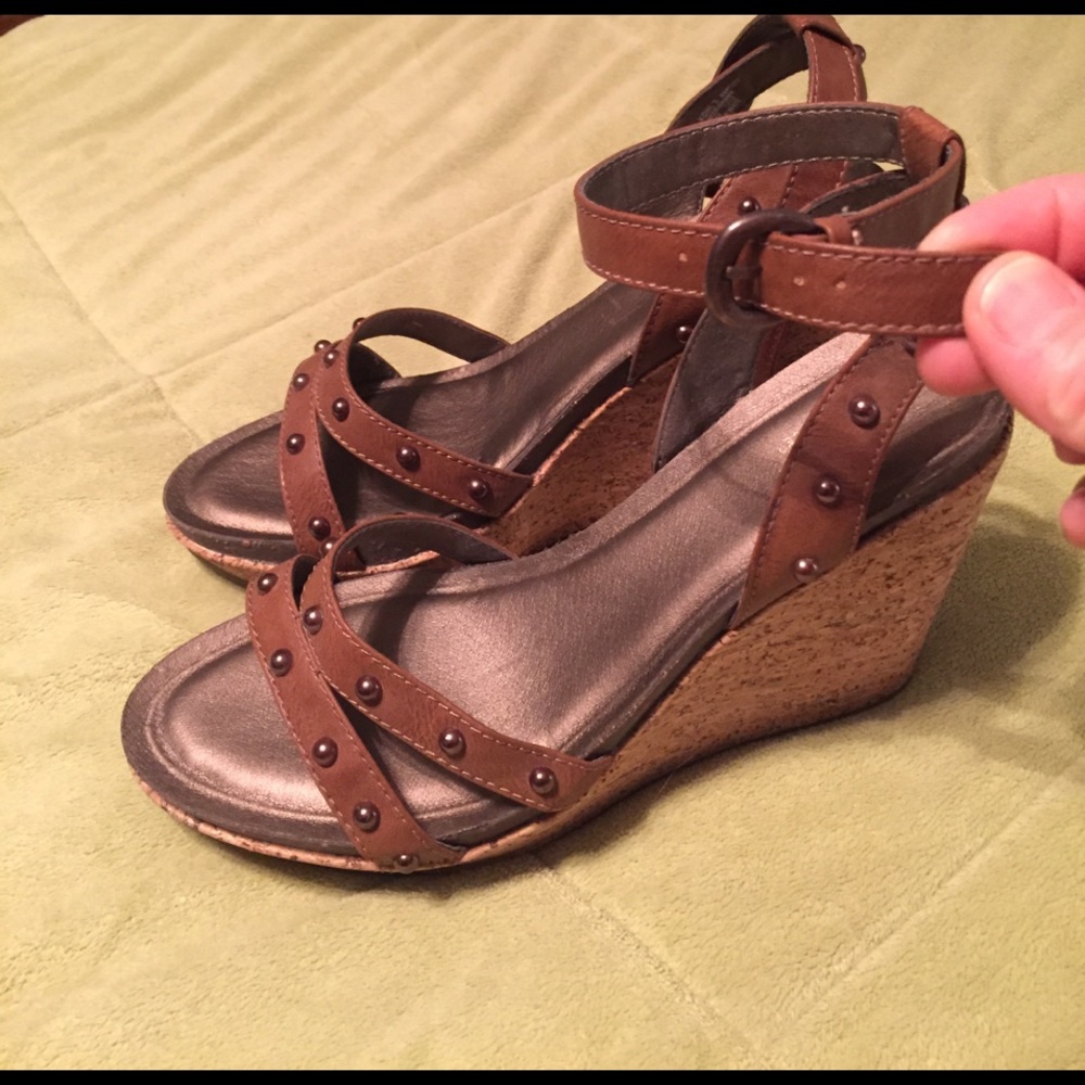 Brown and tan wedges
