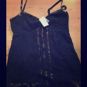 Black tank embellished with sequins