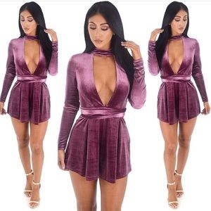 Pink velvet romper