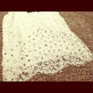 BKE Boutique white lace and rhinestone tank top!