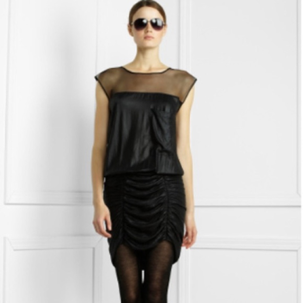 BCBG Max Azria black mesh trim dress