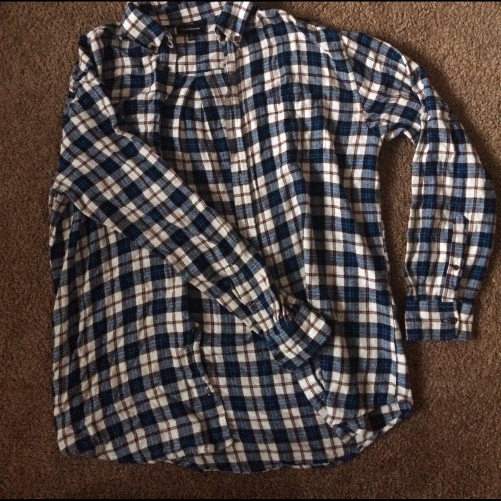 Blue white and gold flannel