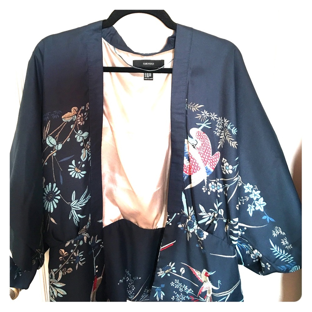 Bird Print Kimono Cardigan - Picture 3 of 3