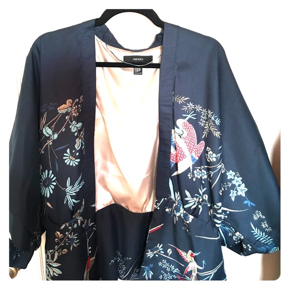 Bird Print Kimono Cardigan - Picture 3 of 3