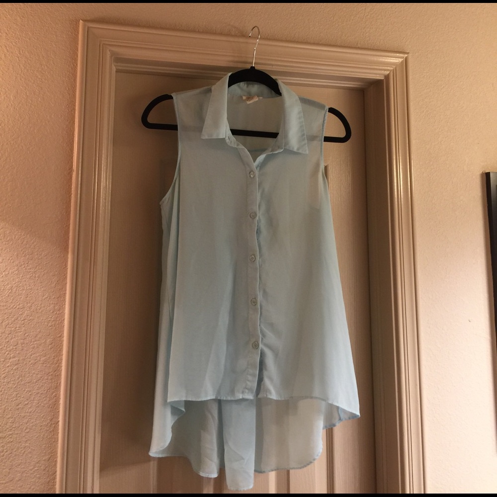 Sans Souci Sheer Light Blue High-Low Top!!