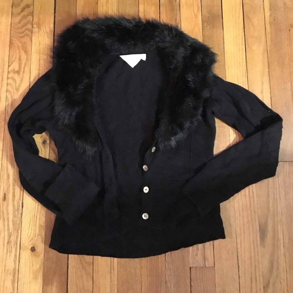 Faux fur cashmere blended cardigan, anthropologie