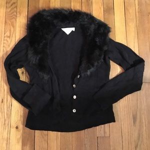 Faux fur cashmere blended cardigan, anthropologie