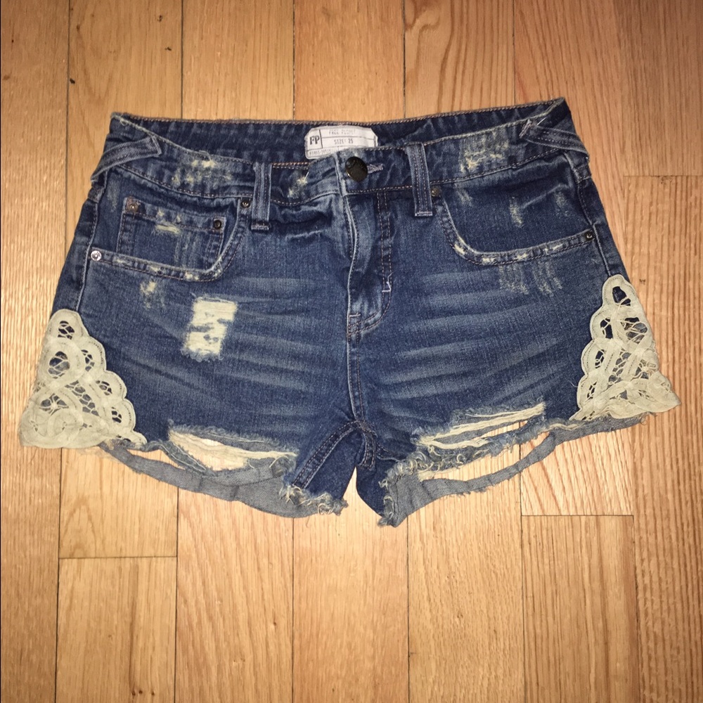 Free People Distressed Denim Shorts