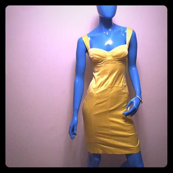 Marciano NWT bombshell bustier yellow Silk Dress - Picture 1 of 7
