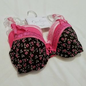 JESSICA SIMPSON Hot Pink Black T-Shirt Bras 34C
