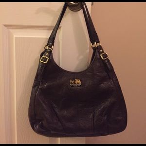 Brown leather coach bag