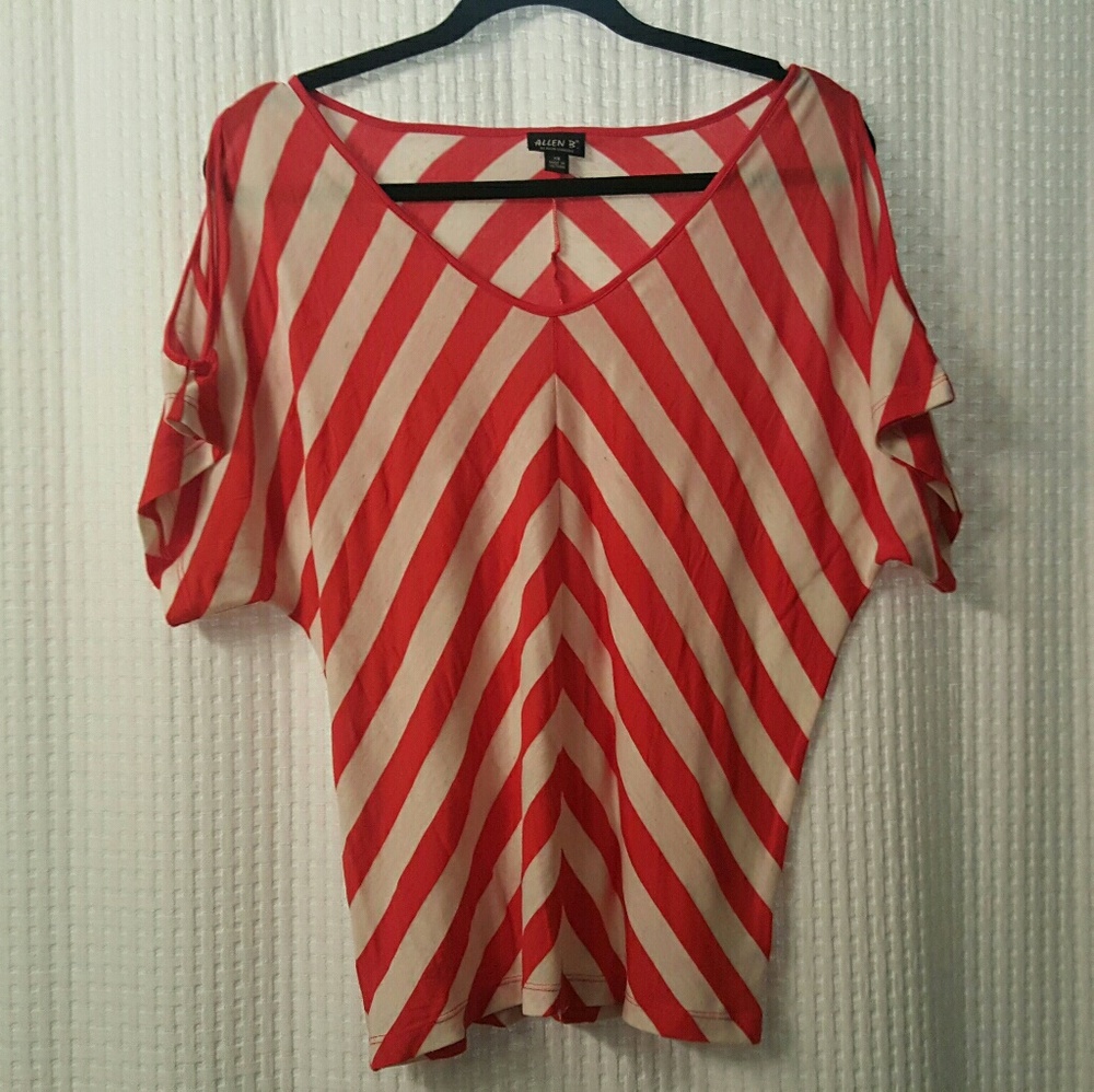 Wide-neck, Striped Shirt with Open Shoulders
