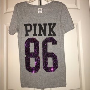PINK purple sparkly tee