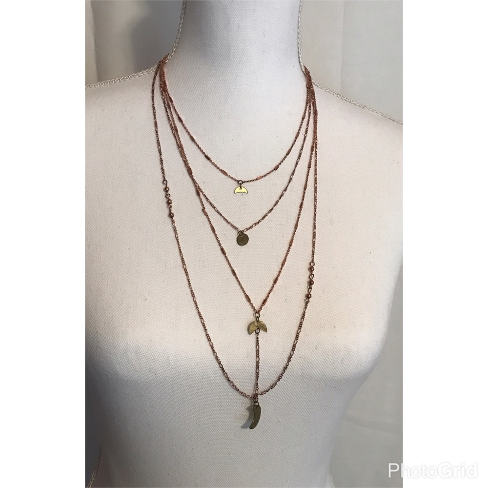Free People Half 🌙 Waterfall Tier Necklace In 🌹 - Picture 2 of 6