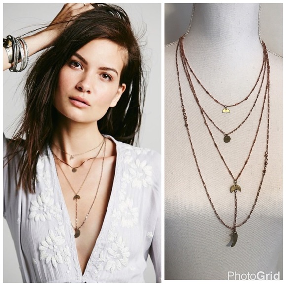 Free People Jewelry - Free People Half 🌙 Waterfall Tier Necklace In 🌹
