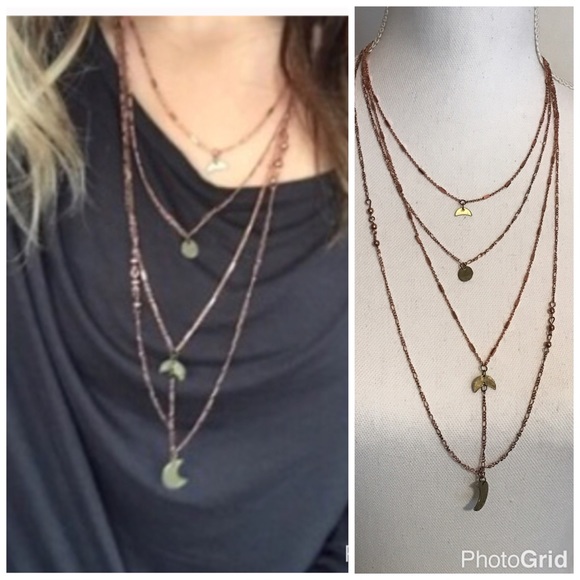 Free People Half 🌙 Waterfall Tier Necklace In 🌹 - Picture 3 of 6