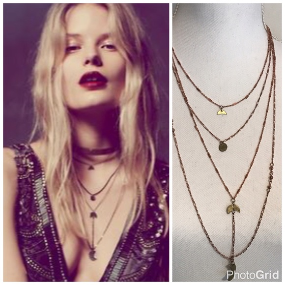 Free People Half 🌙 Waterfall Tier Necklace In 🌹 - Picture 5 of 6