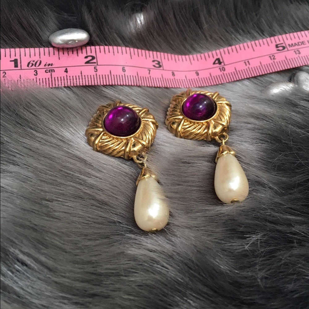 Amethyst & Pearl Clip on Earrings