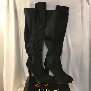 Diba Black Velvet Over-the-Knee Heeled Boots