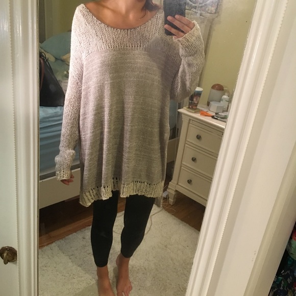 Free People Sweaters - Free People baggy Knit grey sweater size M