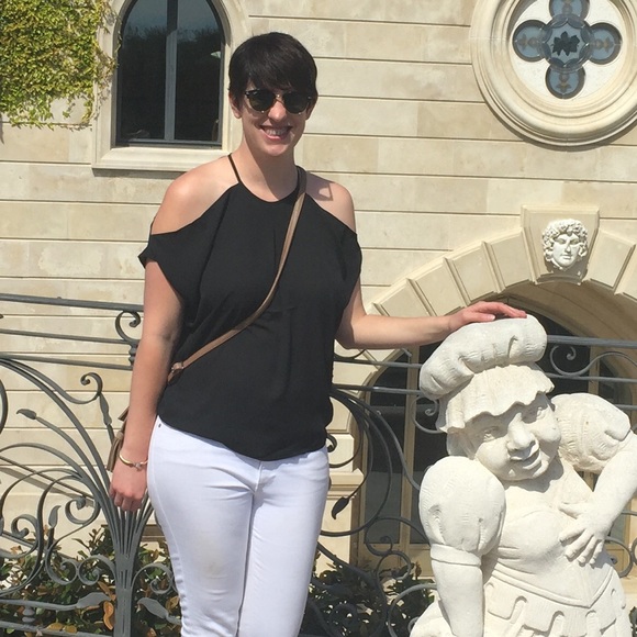 SOLD Black Cold Shoulder Blouse - Picture 4 of 5