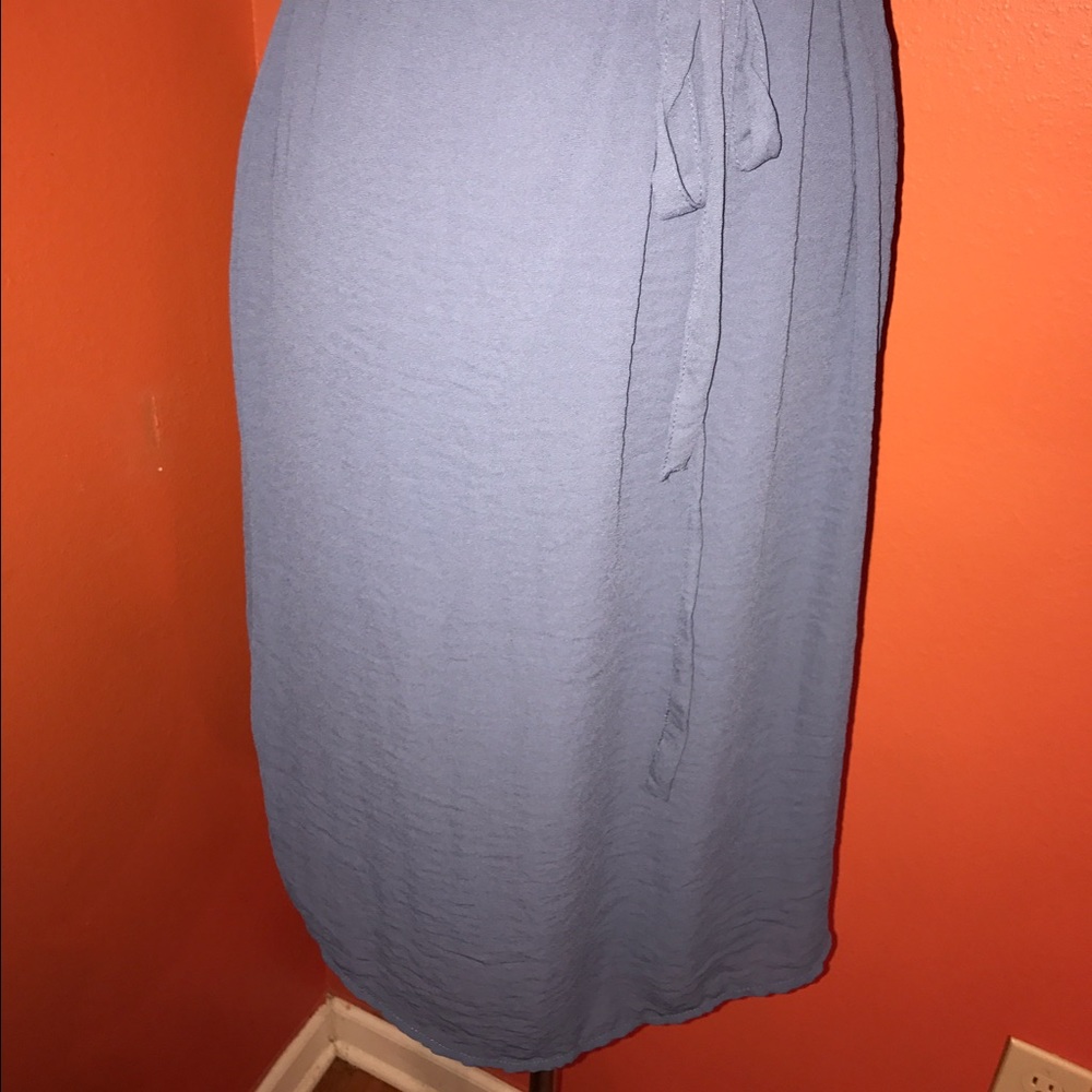 Flutter Sleeve~H&M~Pleated Yoke Blue Dress - Picture 4 of 7