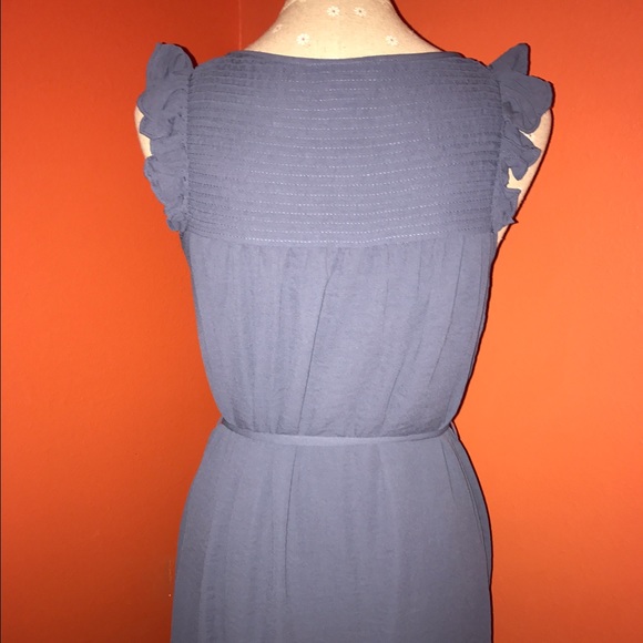 Flutter Sleeve~H&M~Pleated Yoke Blue Dress - Picture 5 of 7