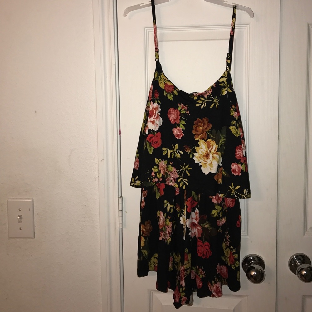 Black flowered romper