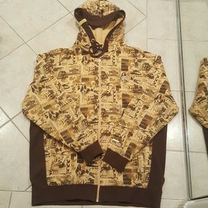 LRG XXL Yellow Brown Zip-up Hoodie Sweater