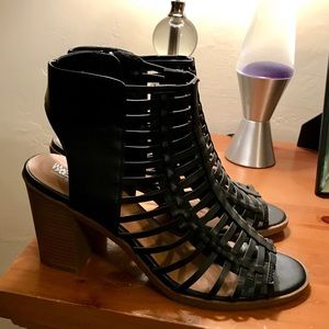 Black Caged Sandals