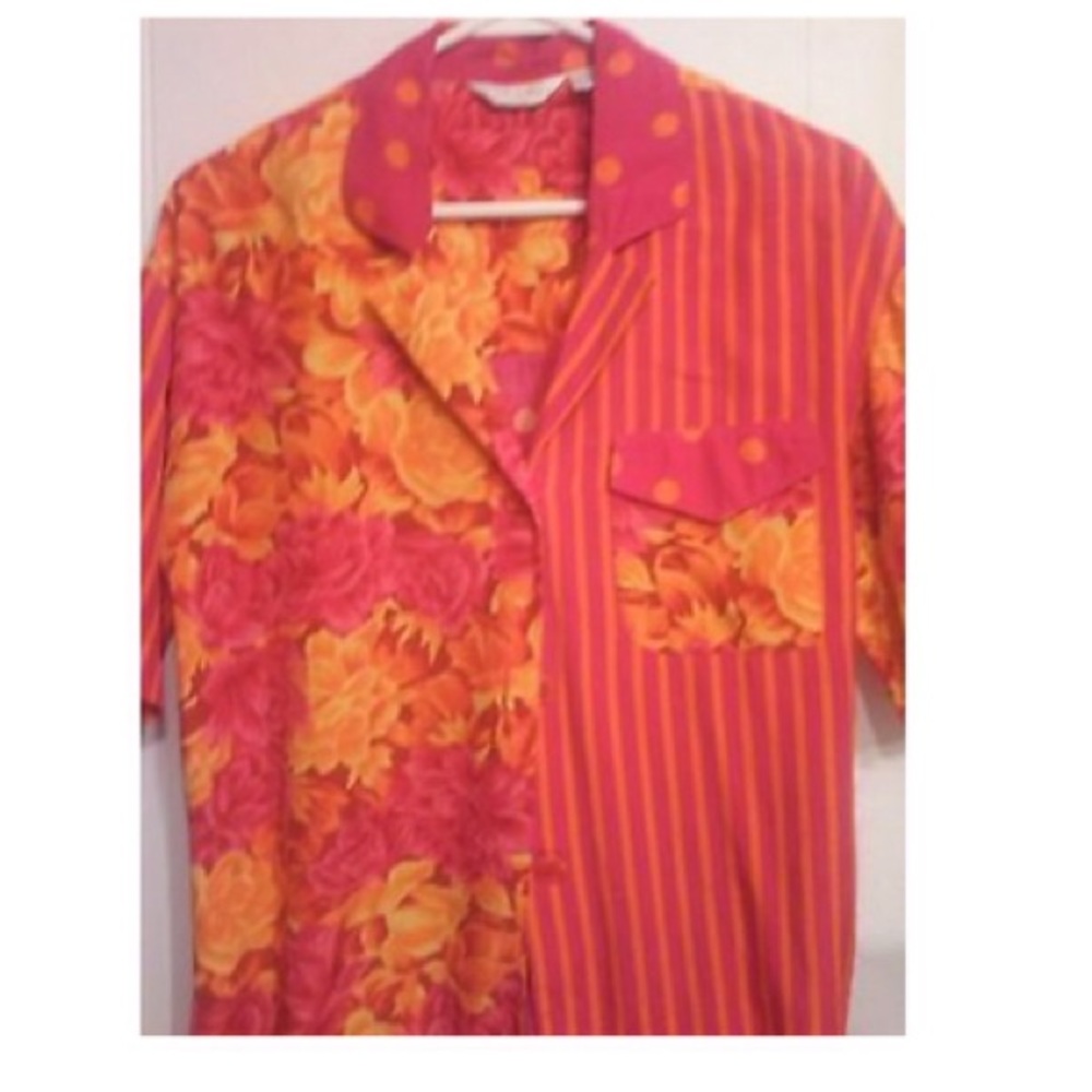 Women 's Floral and Striped Rayon Blouse