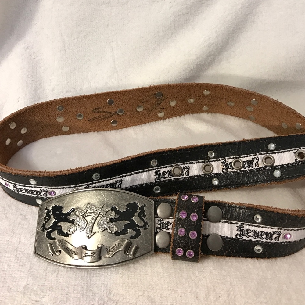 Seven Jeans Leather, Ribbon and Rhinestone Belt