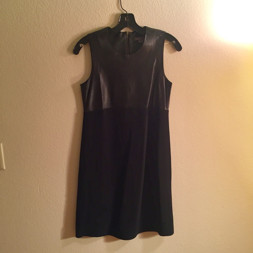Vince black leather top dress