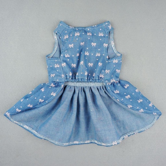 Pink Bow Pattern Denim Dress Pet Clothing - Picture 4 of 5