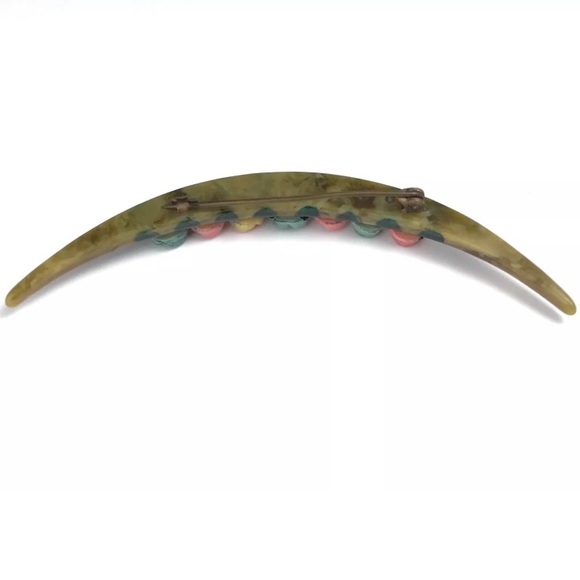 🌸Sold🌸Vintage Celluloid Half Moon Brooch - Picture 2 of 3
