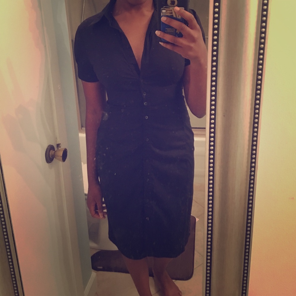 Black button down dressy causal dress