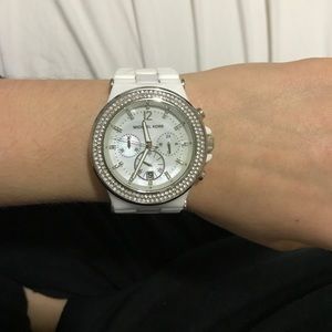 Michael Kors white watch with pearl face