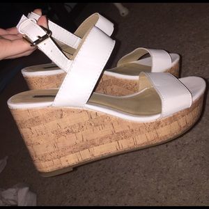 Forever 21 white faux leather wedges Sz 8