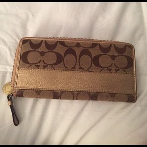 Coach bronze and beige wallet