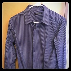 Theory Dress Shirt navy with wire stripes medium