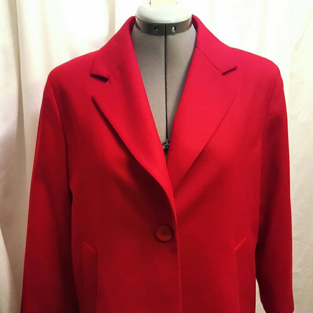 Talbots Red Wool Single Button Blazer