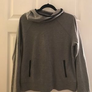 High neck hooded sweatshirt