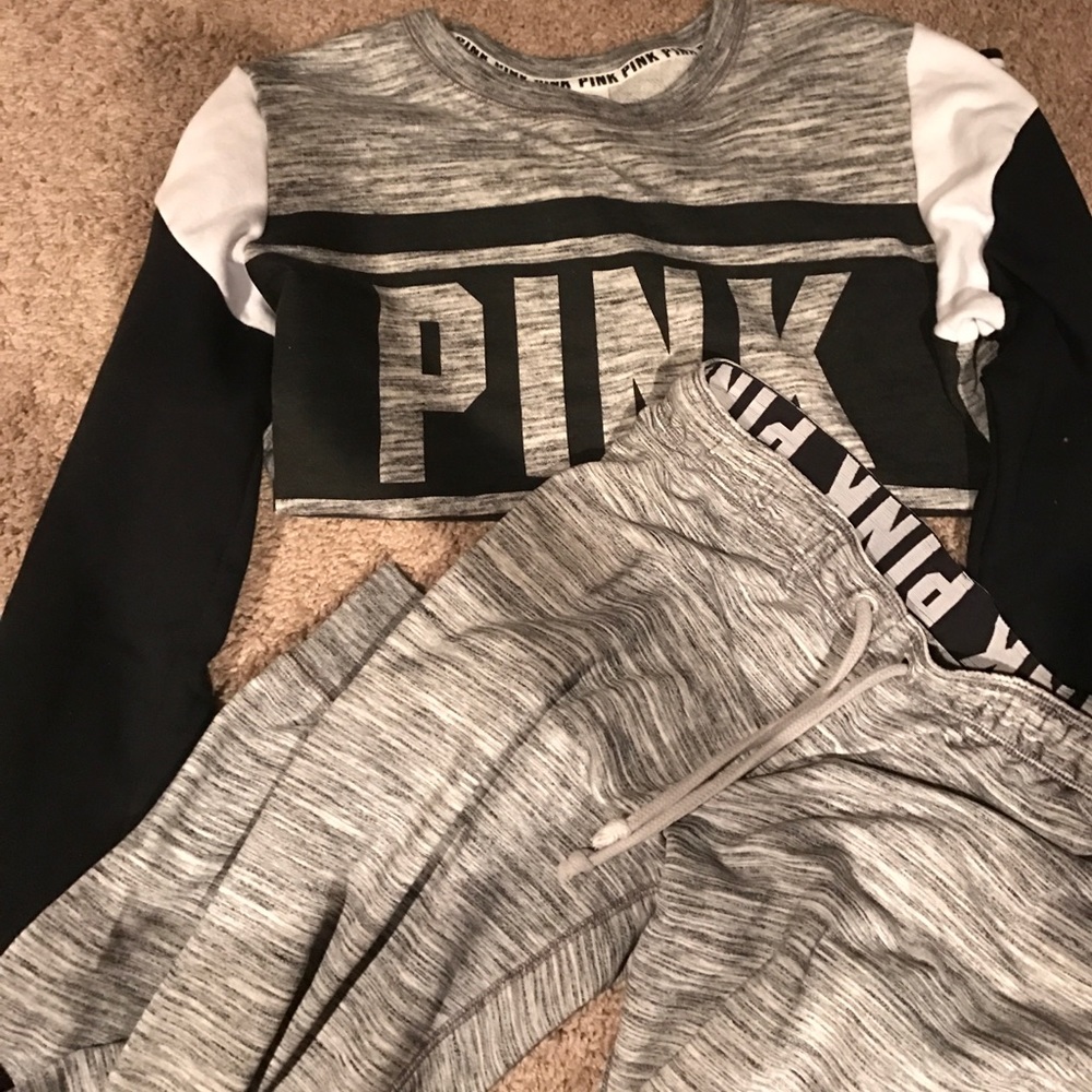 Matching PINK grey sweat suit