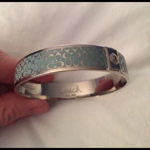 Coach silver and turquoise bangle