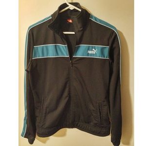 Puma Track Jacket Black and Turquoise