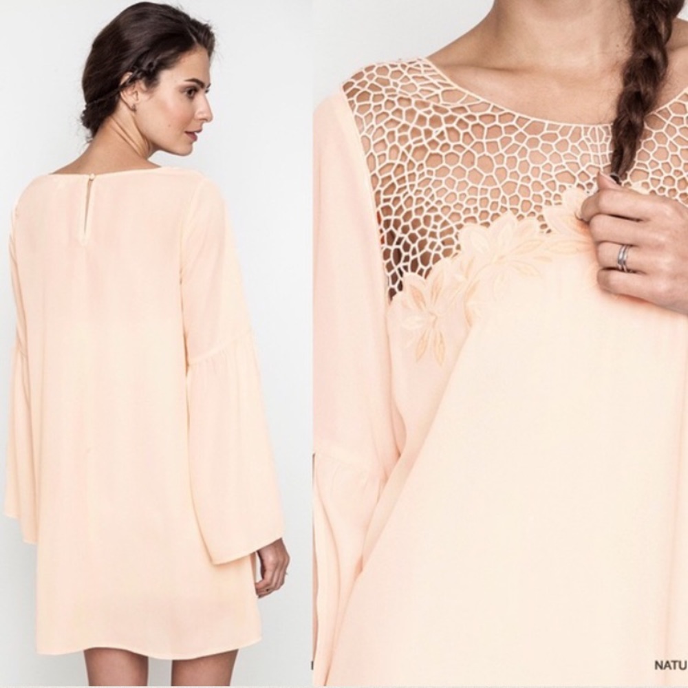 Slit Bell Sleeve Dress With Lace Detail - Picture 2 of 2