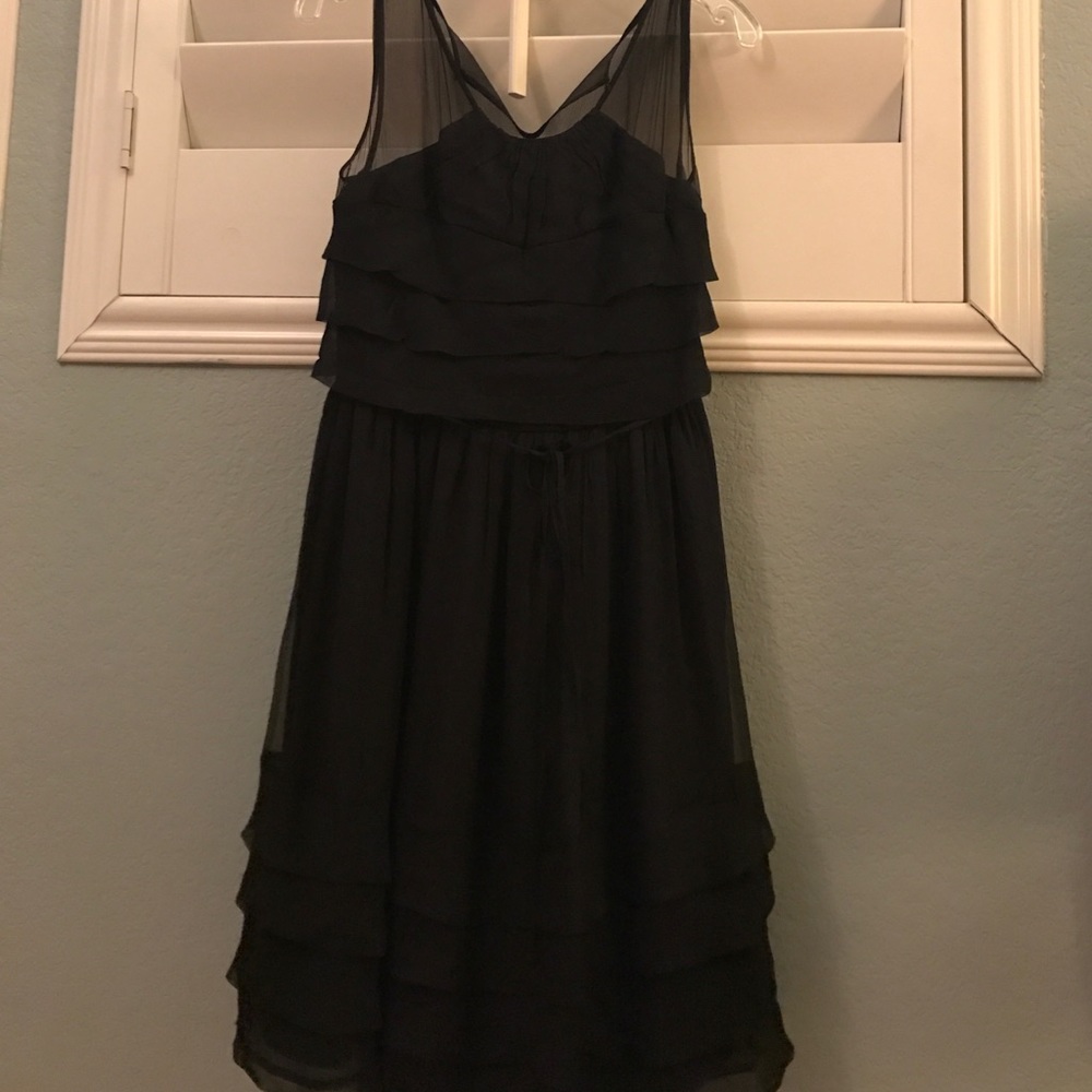 Silk lining black tiered dress