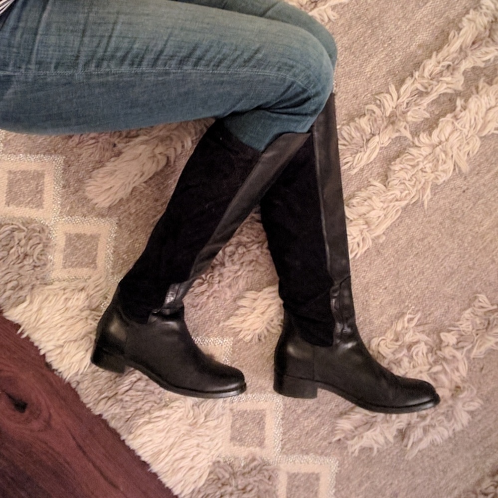 Cole Haan leather + stretch boots
