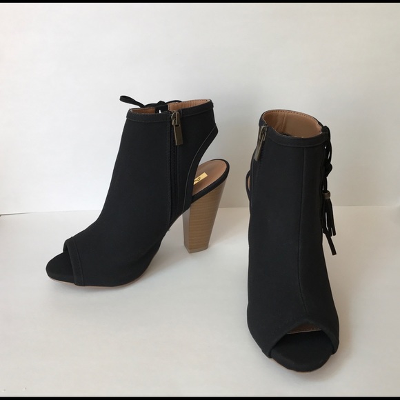 Black Open Toe Booties with Tassels - Picture 6 of 6