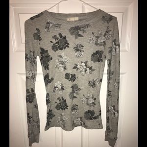 Forever 21 greyscale floral waffle thermal knit